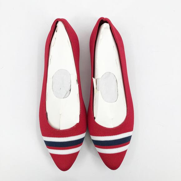 MIA Women's Emme Flyknit Ballet Flats Size 6 Red Stripes Pointed Toe NWOB - Picture 4 of 9